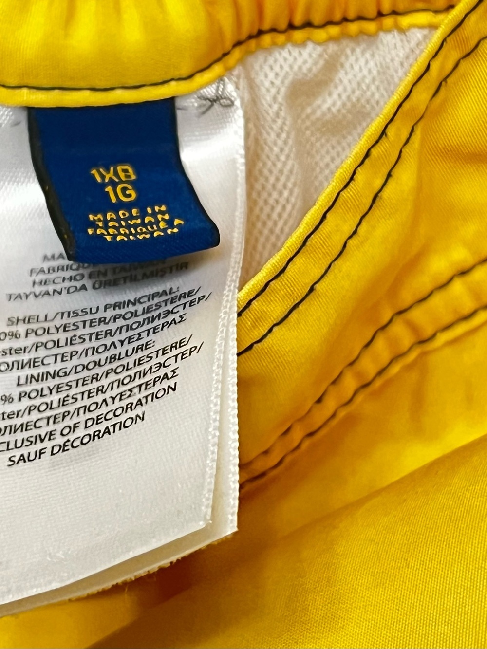 Polo by Ralph Lauren Yellow Navy White Striped Swim Trunks XL Color block Beach - Picture 5 of 11